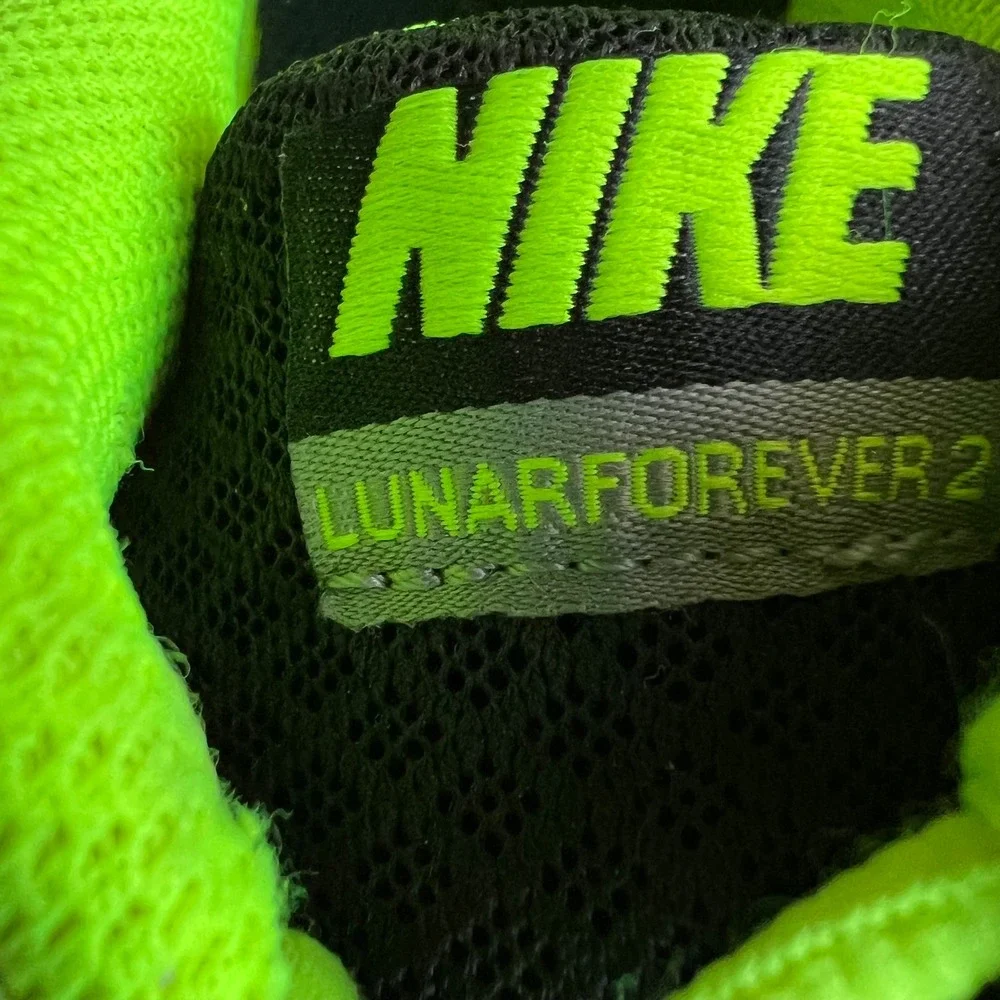 Nike Lunarlon Women 6.5 Youth 5Y Running Shoes Athletic Sneaker Black Neon Green